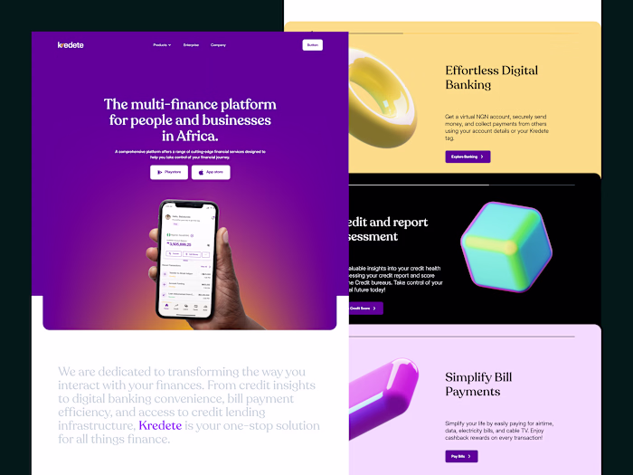 Kredete website redesign