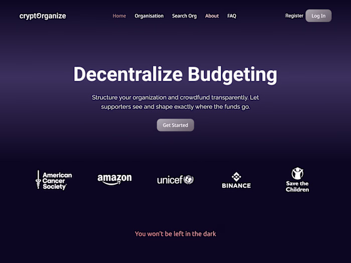 CryptOrganise Web design