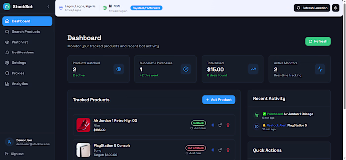 I’m building a smart bot that tracks product availability on...