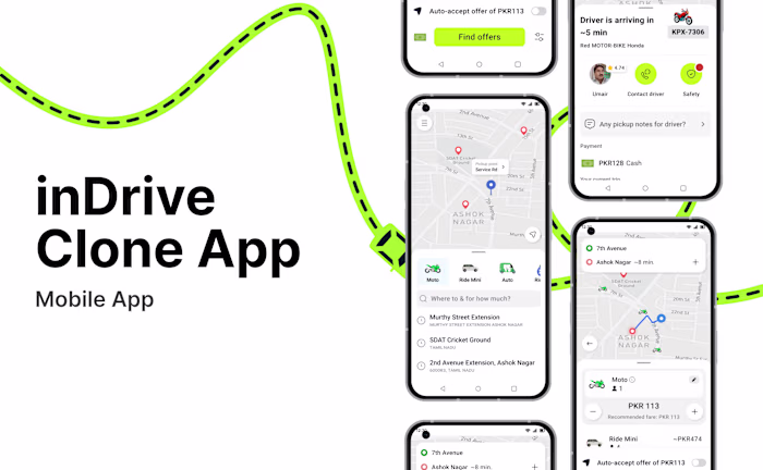 inDrive Clone – Ride-Hailing Mobile App UI