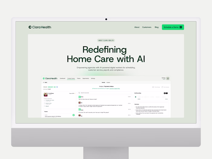 Clara Health AI Platform - Web Design