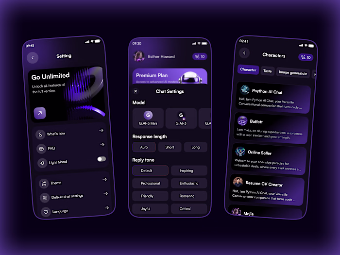 AI Chatbot / AI Voice Mobile App UI