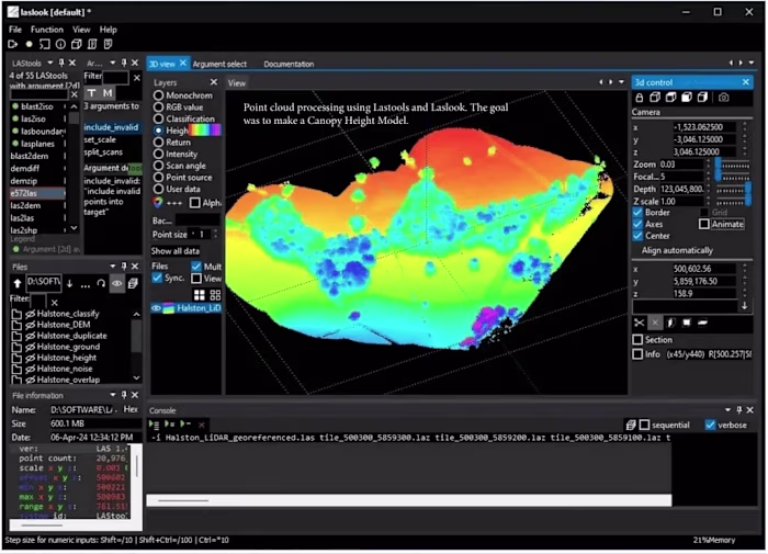 LiDAR data processing for CHM