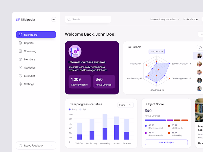 Learning Platform Dashboard UI