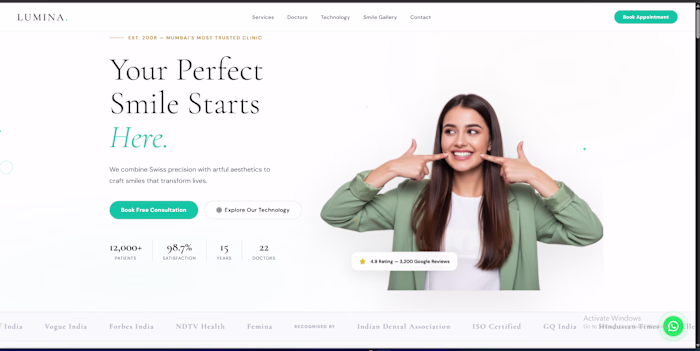 A marketing website for Lumina