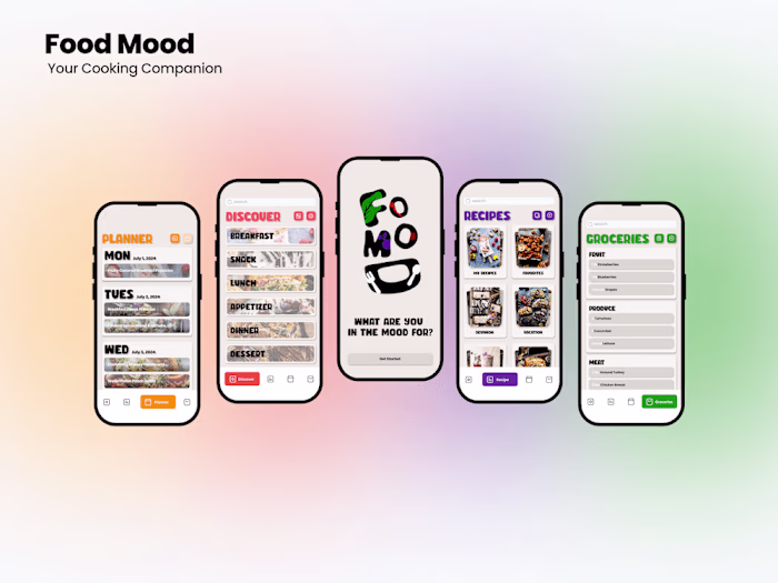 UI/UX Design for Food Mood social media app (Product Design)