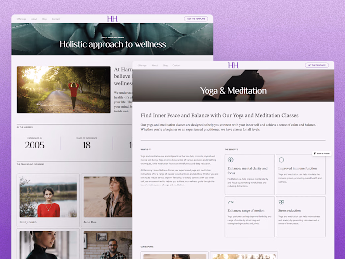 Harmony Haven | Framer Website Template