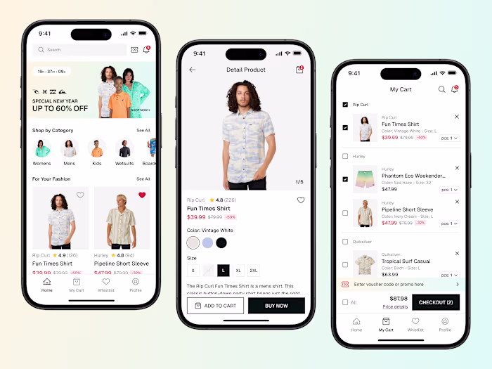 Fashion Ecommerce App Design for Tokobagus