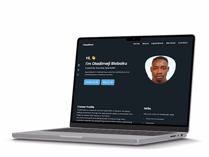 Frontend Development For a Portfolio Website