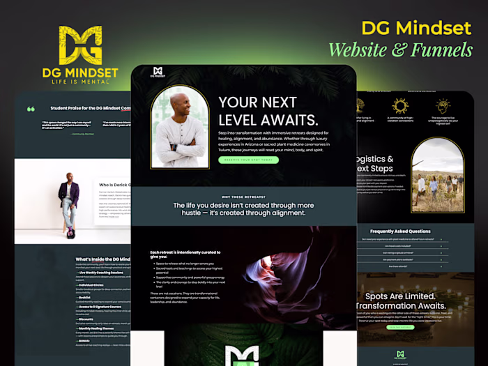 Kajabi Landing Page Design for DG Mindset