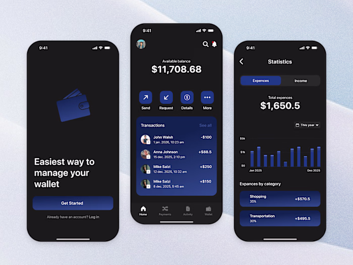 Finance app - UI Design Concept A modern mobile finance app ...