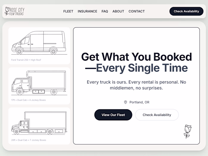 Rose City Film Trucks — Brand, Website & Booking System