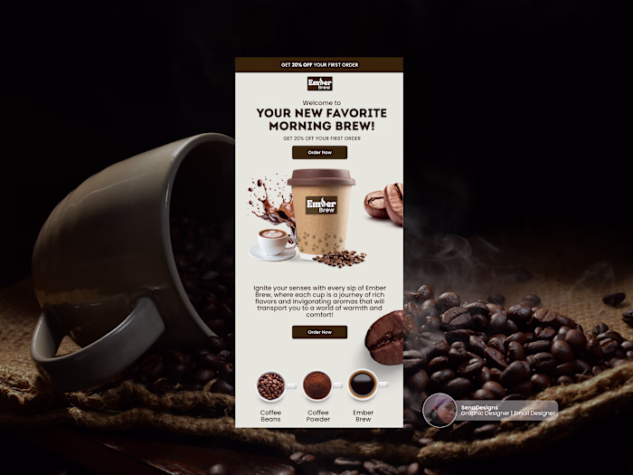 I designed a Welcome email for Ember Brew