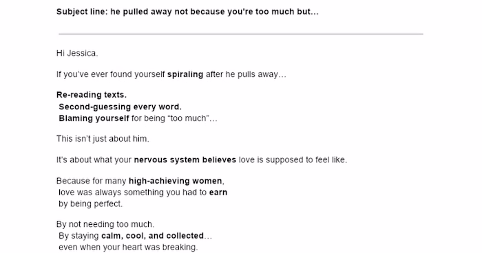 Email- from chaos to calm in love for High Achieving Women