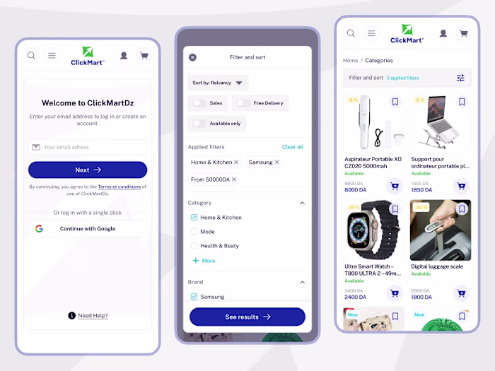 Clean and modern design for an e-commerce platform. ✅ Crisp ...