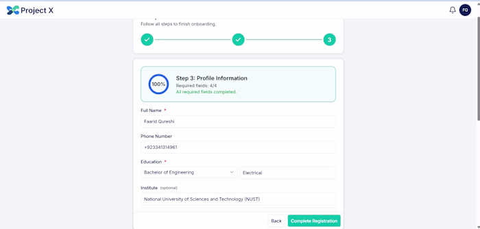 Project X MVP Wireframes (Lofi+Hifi Product Design)