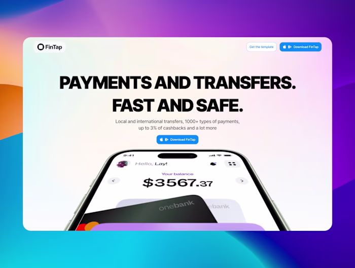 FinTap - Mobile App Landing Page | Framer template