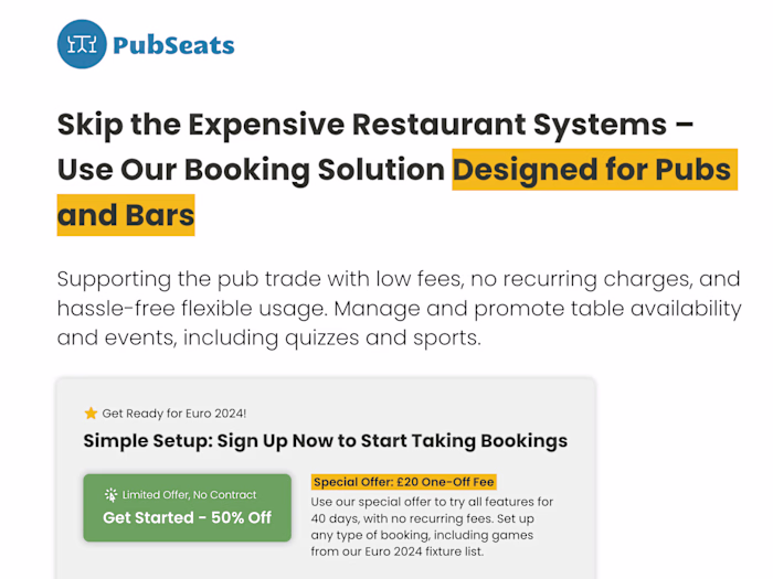 PubSeats, the Booking Solution Designed for Pubs and Bars