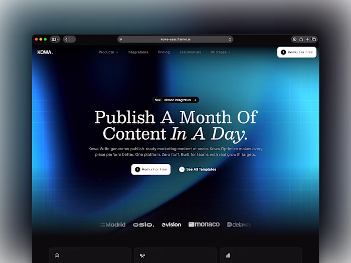 Kowa: AI Content Platform Landing Page