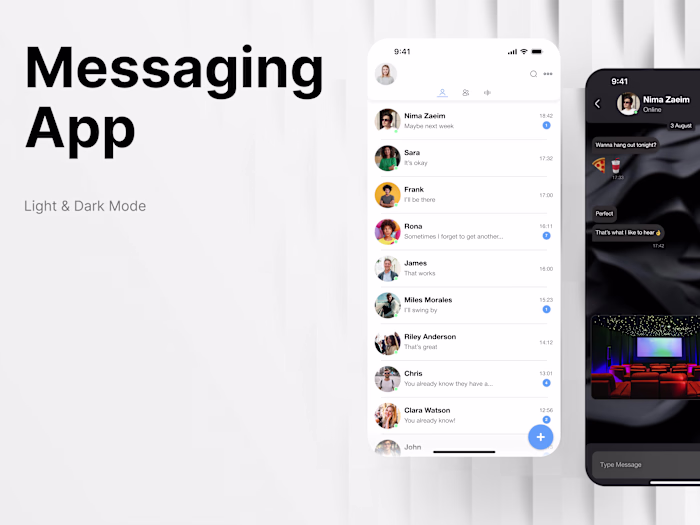 Messaging App / Mobile / Light & Dark Mode - UI/UX Design