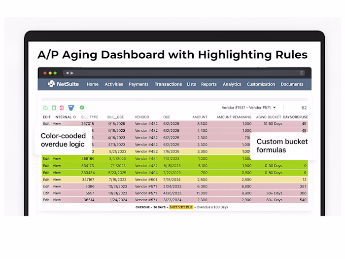 Enhanced A/P Visibility with NetSuite Saved Search