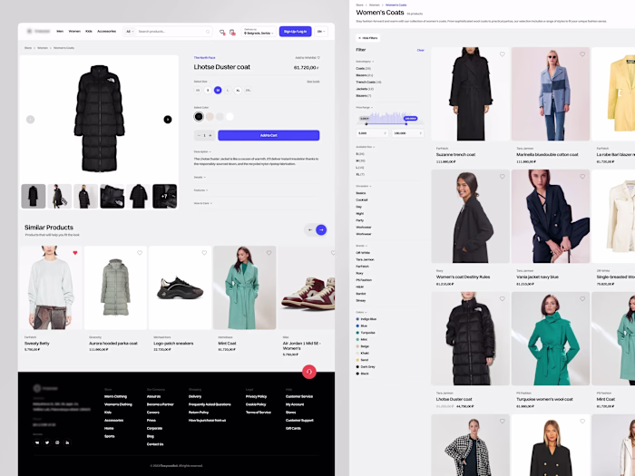 Core shopping screens we designed for a new retail platform.
