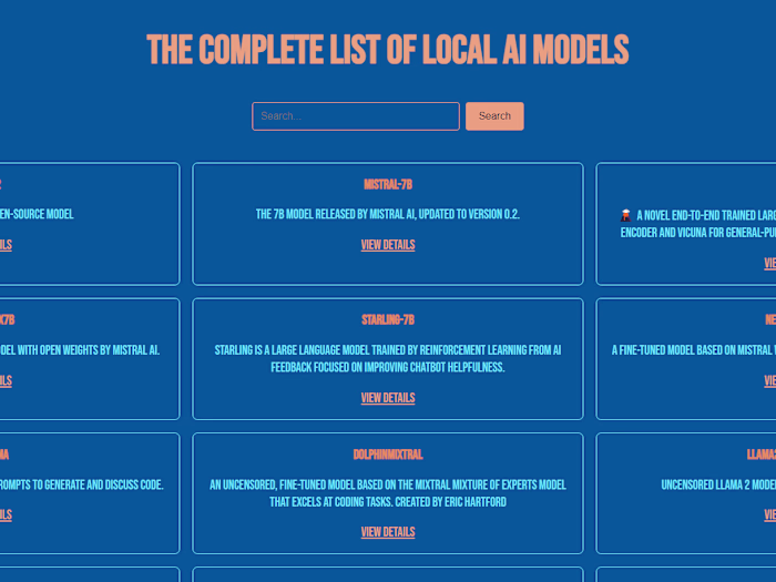 Local AI Models (A Directory Website)