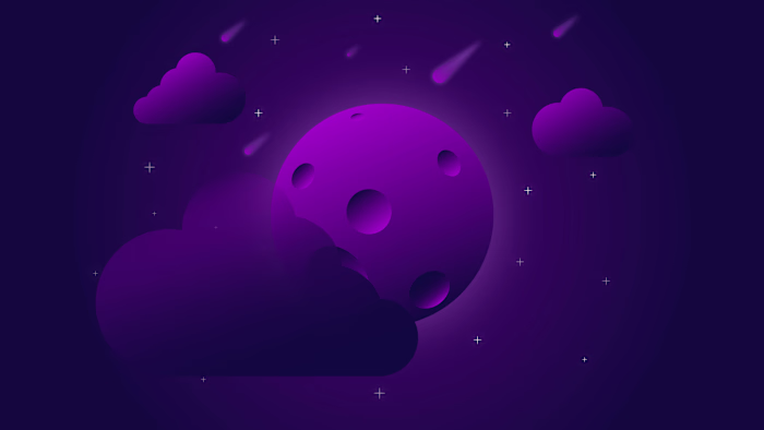
The Moon in Purple Night