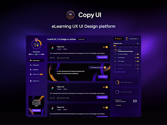 Copy UI - eLearning UX / UI Design platform
