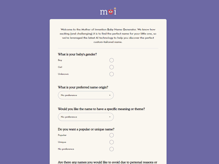 AI-Powered Baby Name Generator
