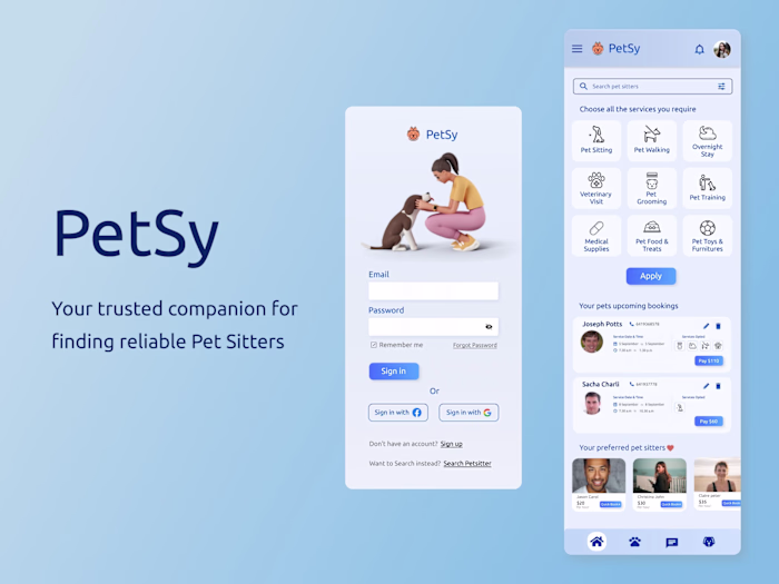 Petsy - A mobile app for finding Pet sitters