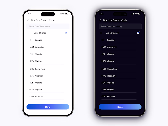 Country Code Picker UI