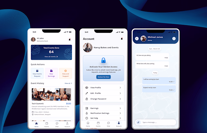 Mobile app - Vendorly(Event Vendors' App)
