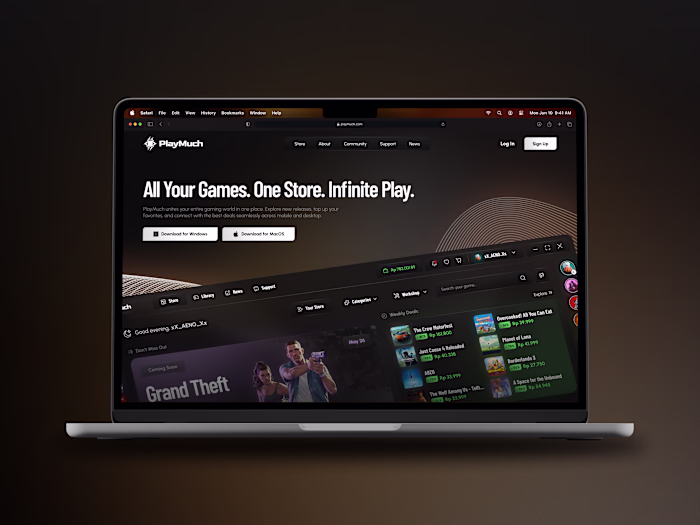PlayMuch - Landing Page Dashboard Mockup