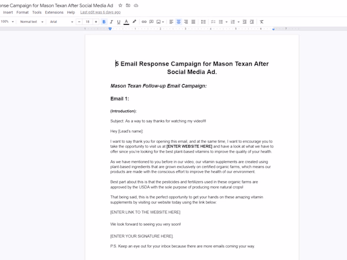 5 Email Response Campaign for Mason Texan After Social Media Ad