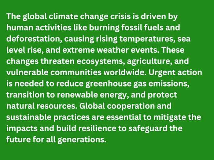 Addressing the Global Climate Change Crisis: A Call for Urgent A