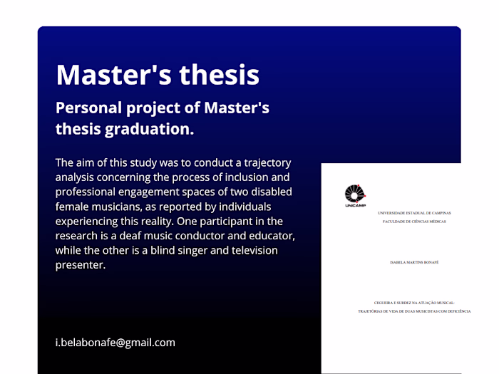 Personal project of Master's thesis graduation.