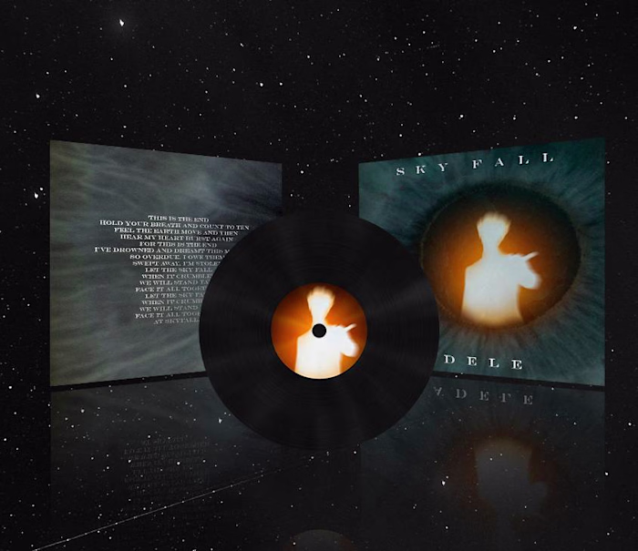 Design of the vinyl record for the song "Skyfall."