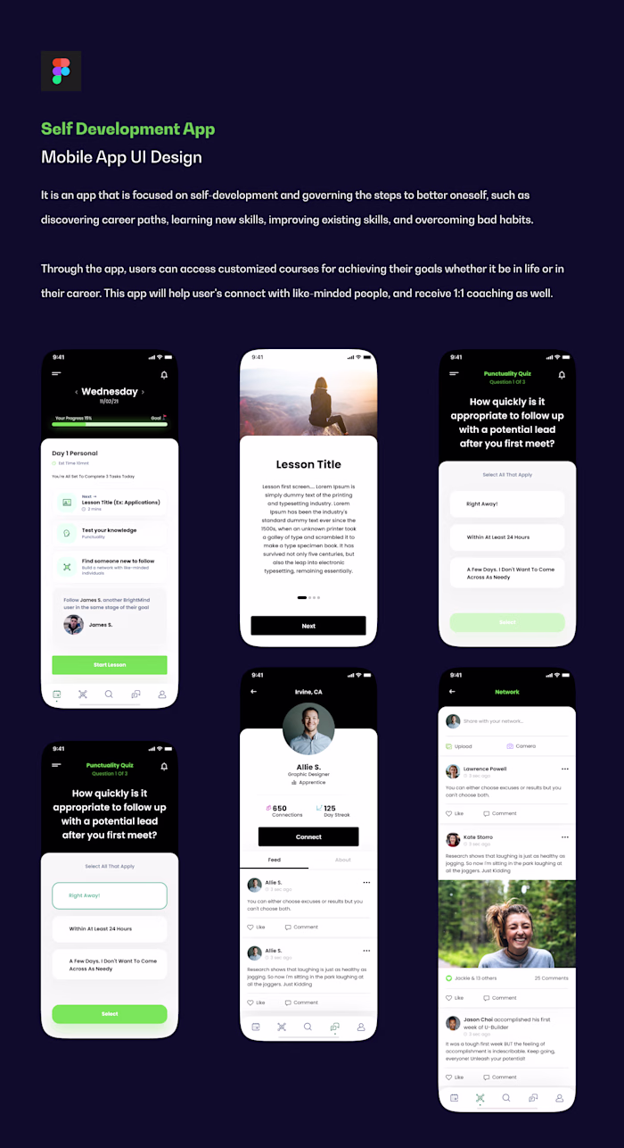 Mobile App UI Design for Self-Development App