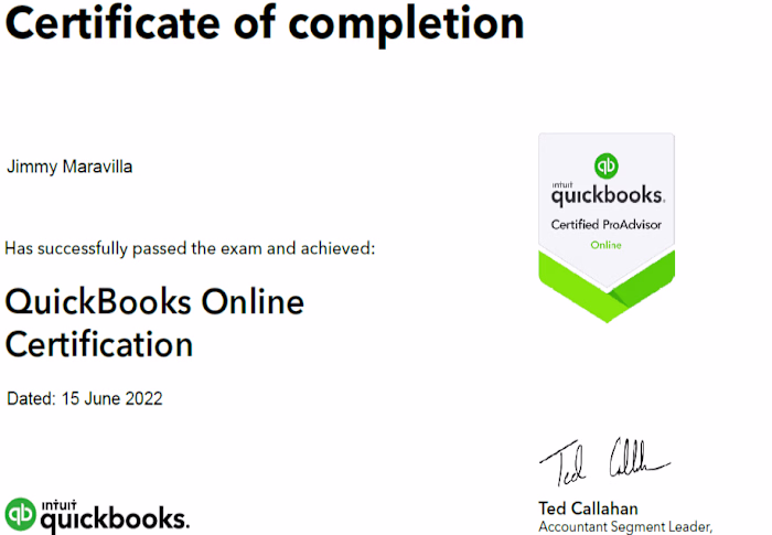 Certified Quickbooks ProAdvisor