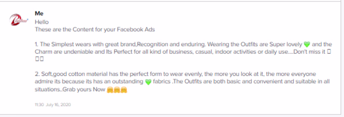 Facebook Ads copy