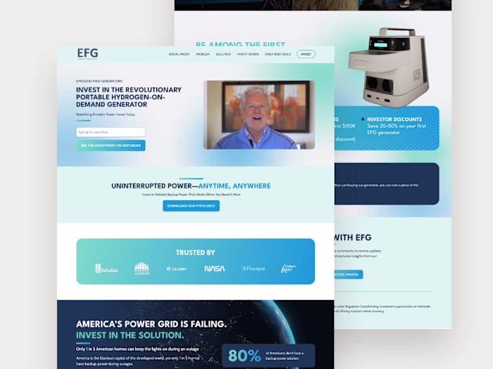 Emission Free Generators Investor Landing Page