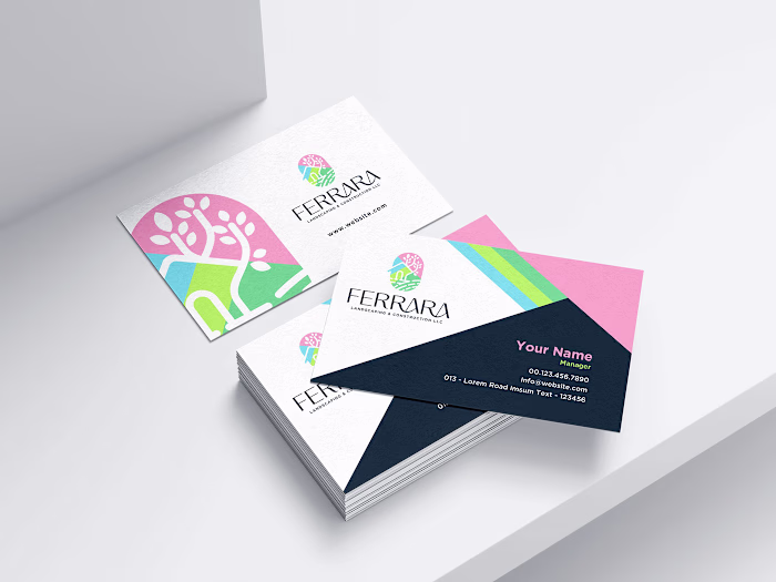 Business card design for Ferrara & Construction 