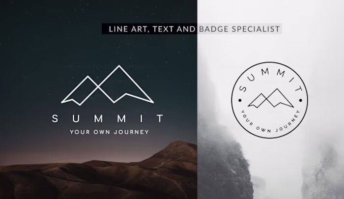 Modern line art text or badge logo design