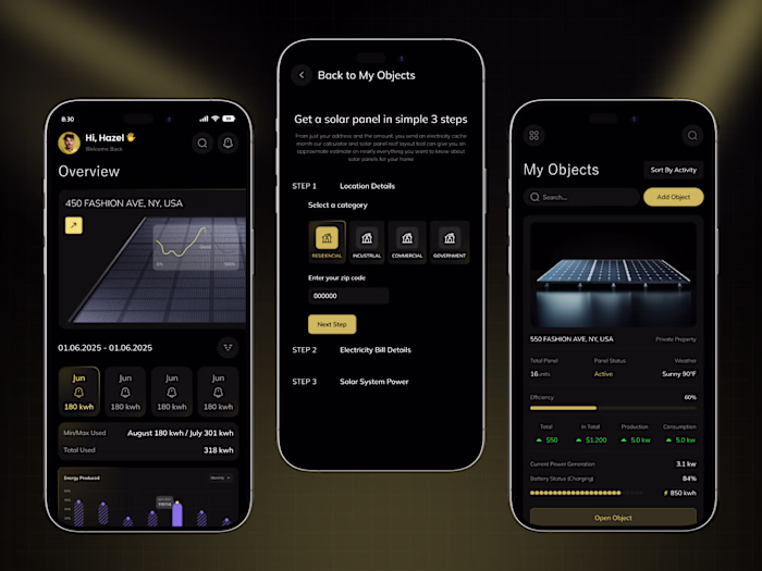 SunFlux – Solar Panel Energy Mobile App Design