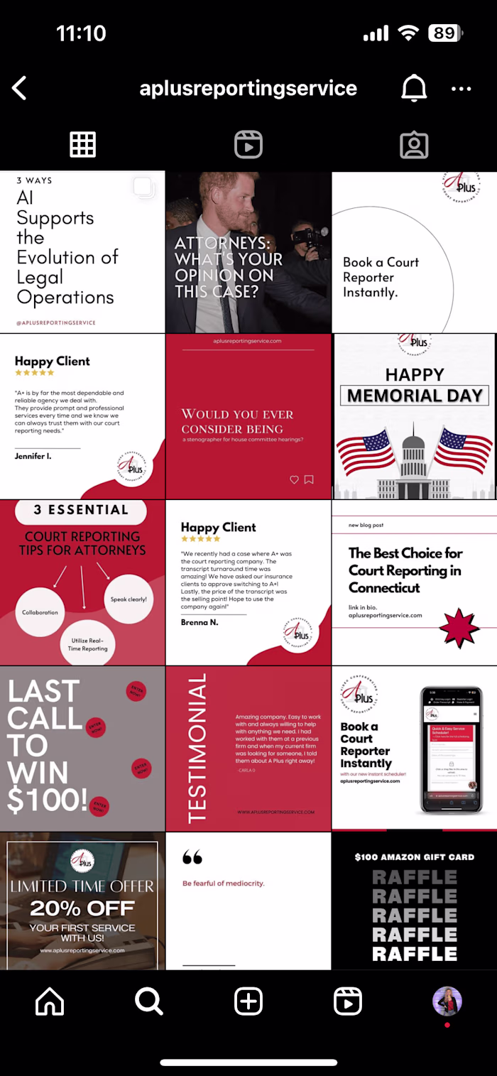 Social Media Management & Branding for Court Reporting Agency