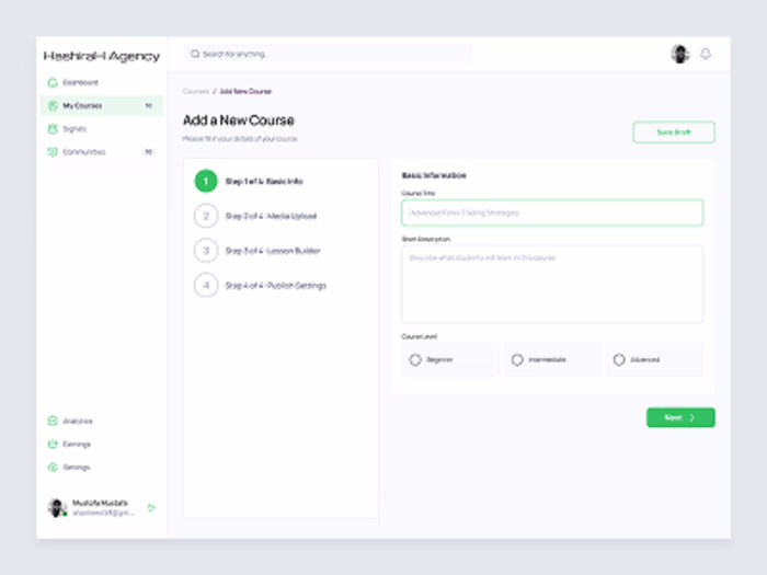 Course Page Design for Trading Education Platform