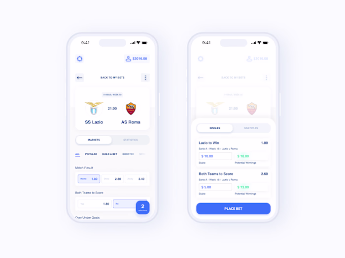Sports Betting App - Bet Slip