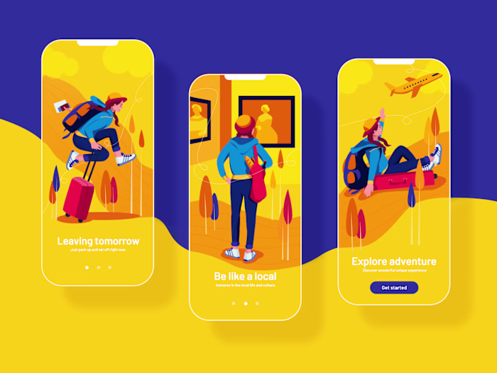 Onboarding screen for travelling