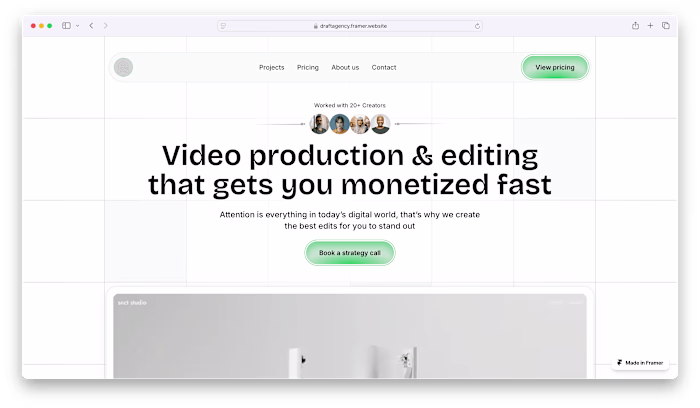 Reelio - A Video & Creative Agency ( Framer Development)